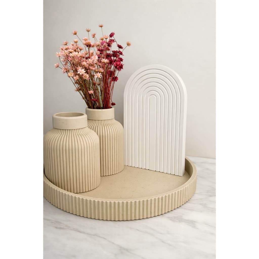 Conjunto Decorativo Boho | Kit Decoração Minimalista | Vasinhos + Arco-Íris + Bandeja
