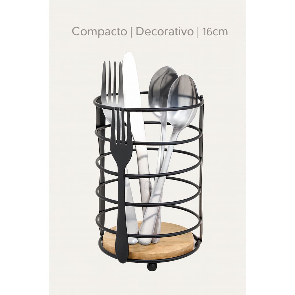 Porta Talheres Decorativo Organizador de Talheres Cozinha 16cm Compacto para Bancada e Mesa Posta