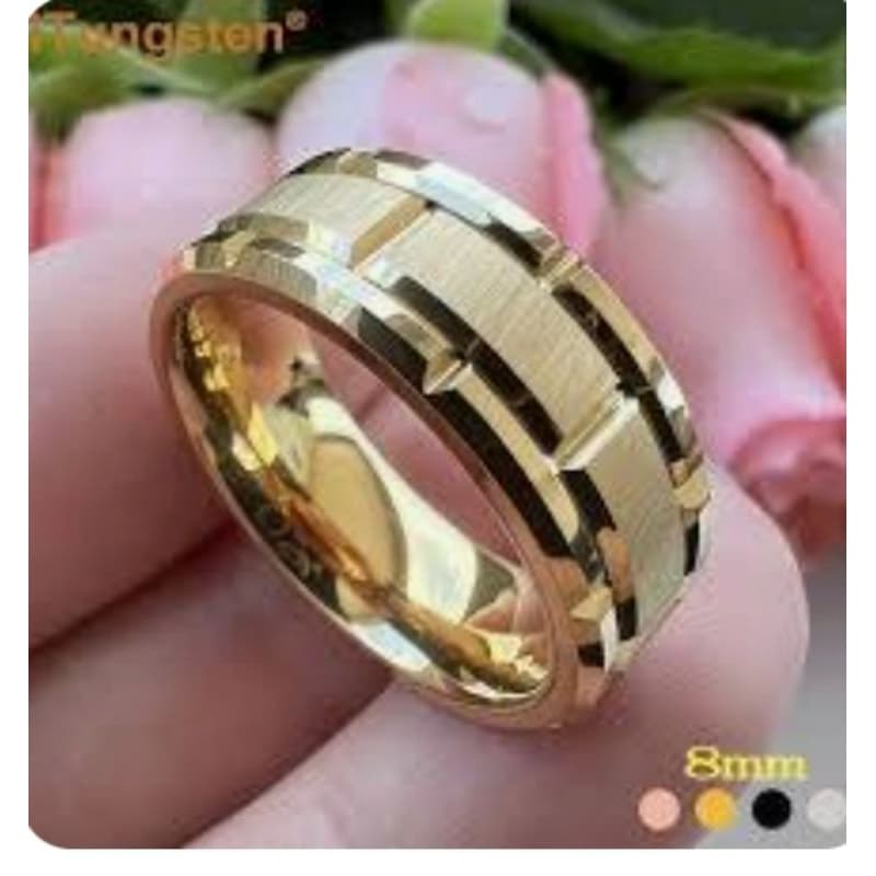 Alianças 8mm em Tungstênio Banhado a Ouro 18k