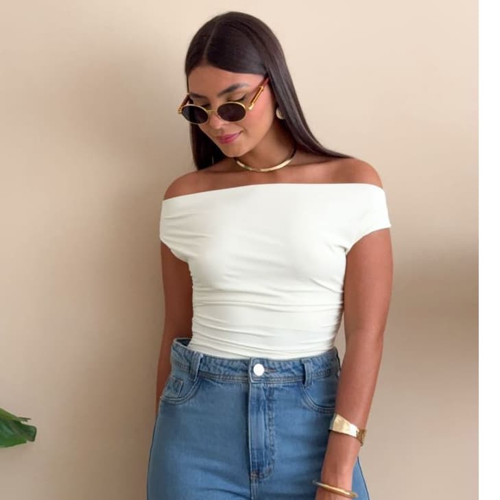 Blusa Feminina Elegante Suplex Premium Casual Trabalho Social Ombro a Ombro Ciganinha Estilosa