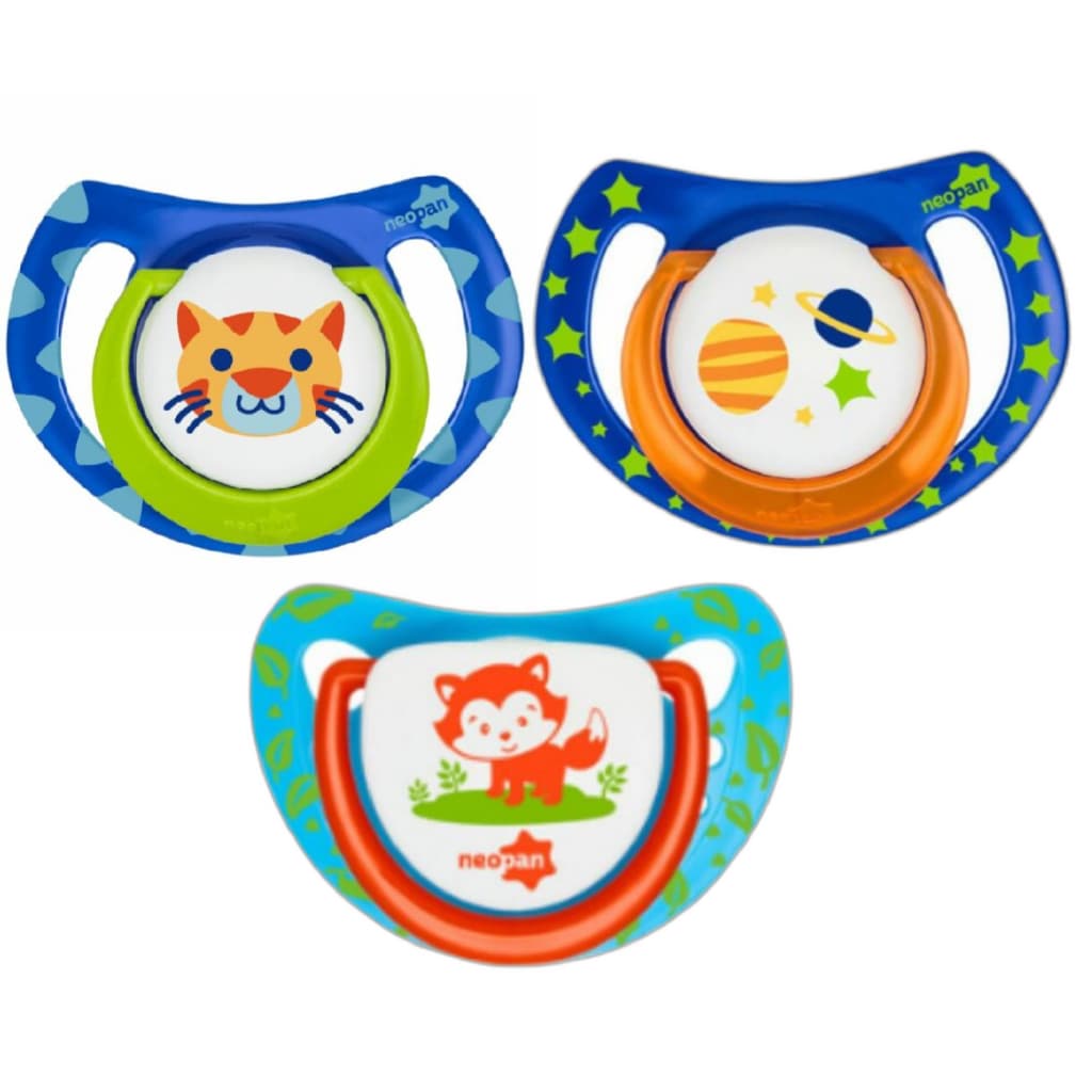 KIT COM 3 CHUPETAS NEOPAN MENINO BICO ORTODÔNTICO TAMANHO 1 (DE 0 a 6 MESES)