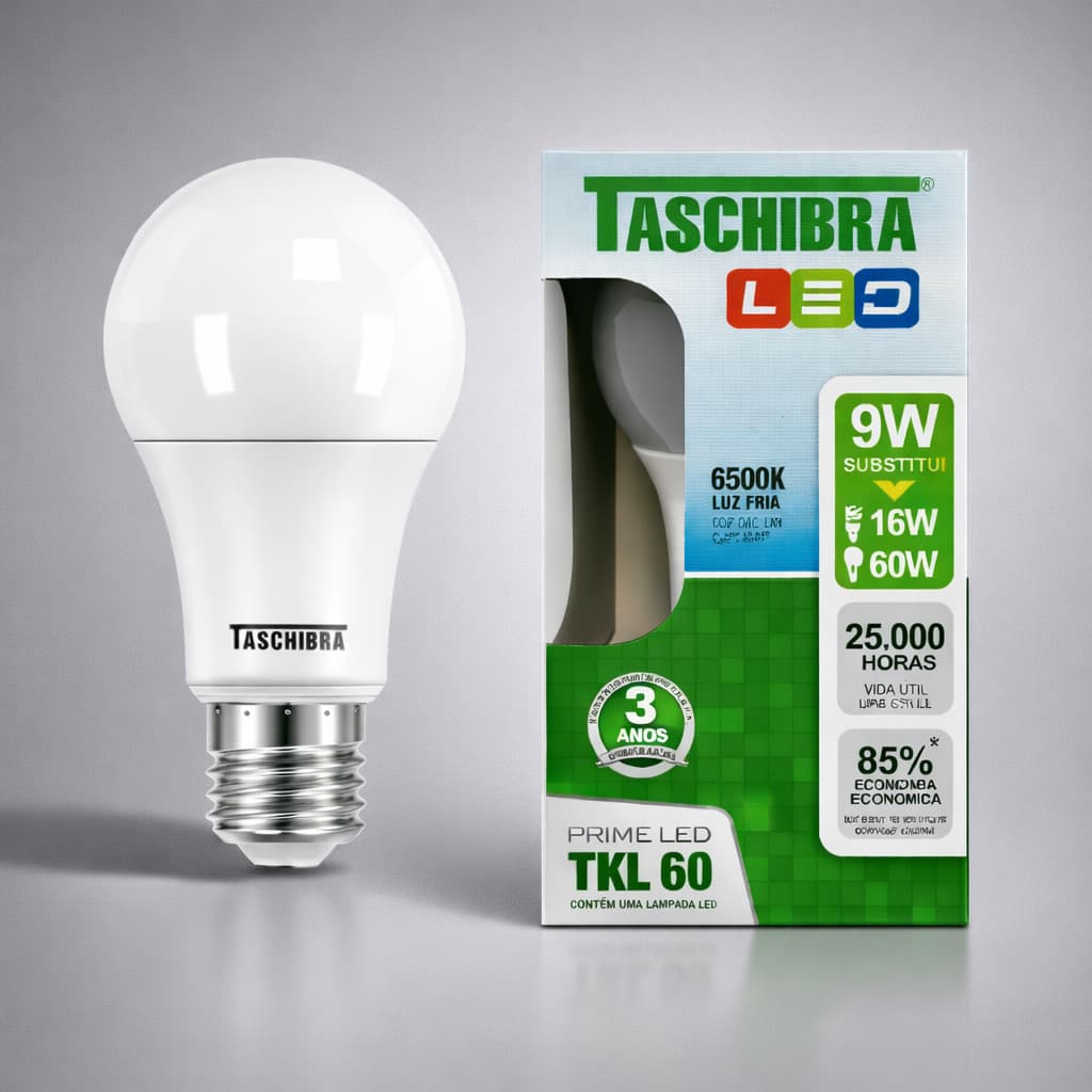 Lampada LED kit 10 un 9W Bulbo 6500k para E27 Bivolt Branco Frio Econômica para casa taschibra