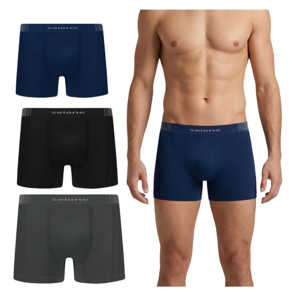 Cueca Boxer Selene Sem Costura Cintura Alta Pernas Longas Confortável 1 Unidade