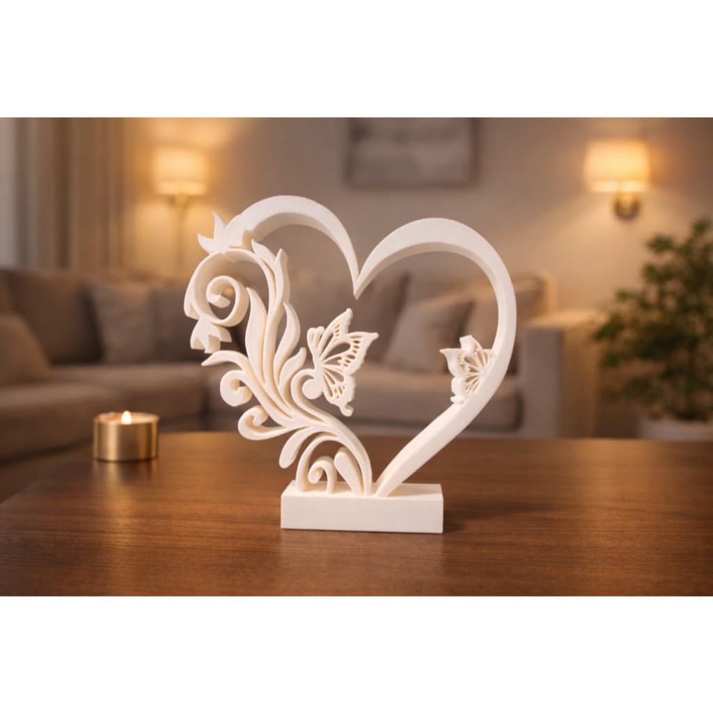 Enfeite Decorativo Coração com Borboletas em Impressão 3D – Decoração Romântica em PLA