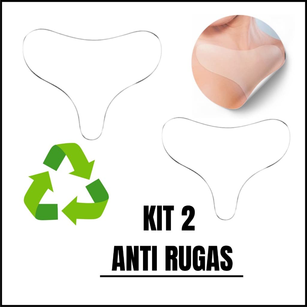 Kit 2 Adesivo Anti Rugas rejuvenescedor Reutilizável Decote Colo Silicone Estimulador Natural