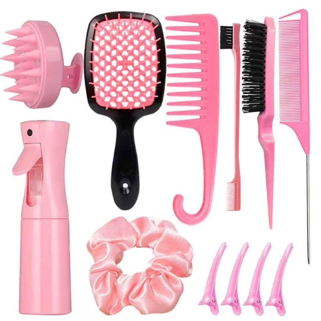 Kit 12 Peças Salão Beleza Escovas E Pentes Cacheados
