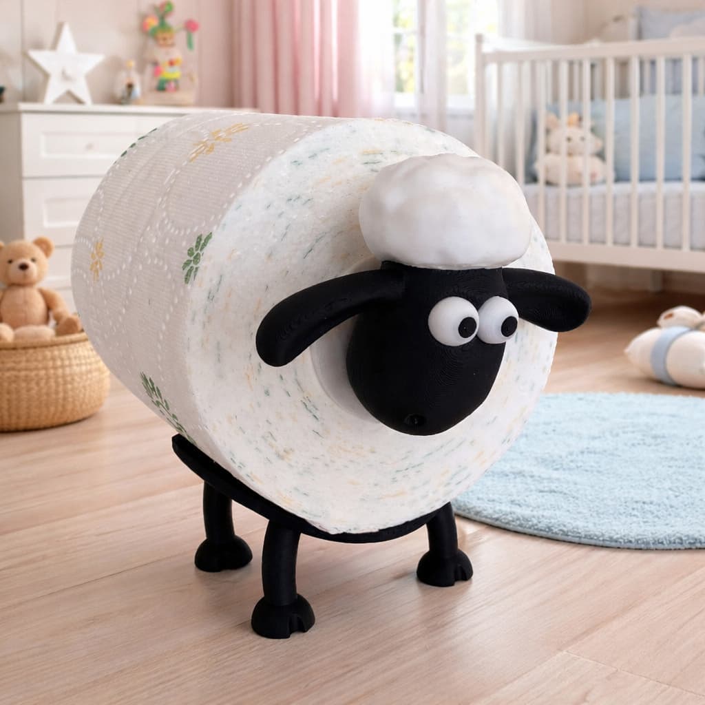 Suporte Criativo para Papel Higiênico Shaun o Carneiro Impressão 3D