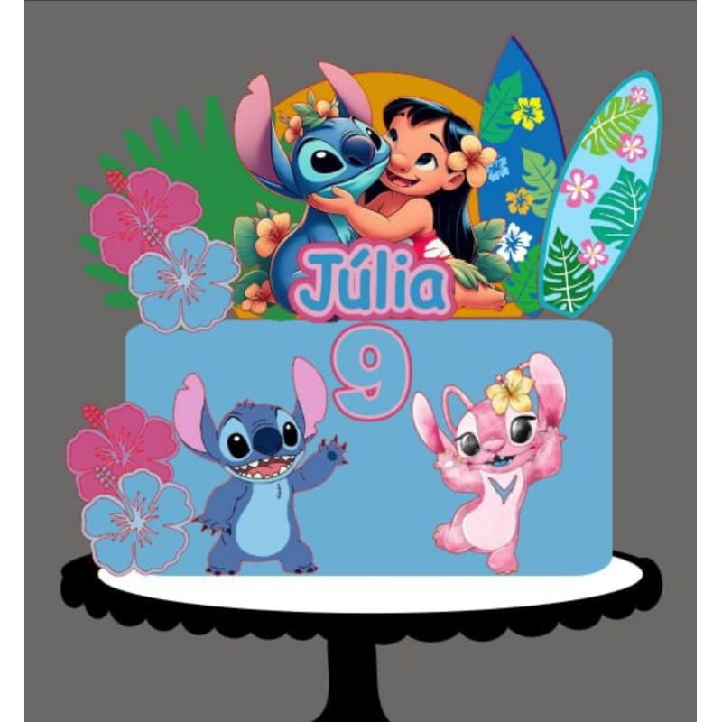 TOPO DE BOLO Stich & Lilo - Topper personalizado