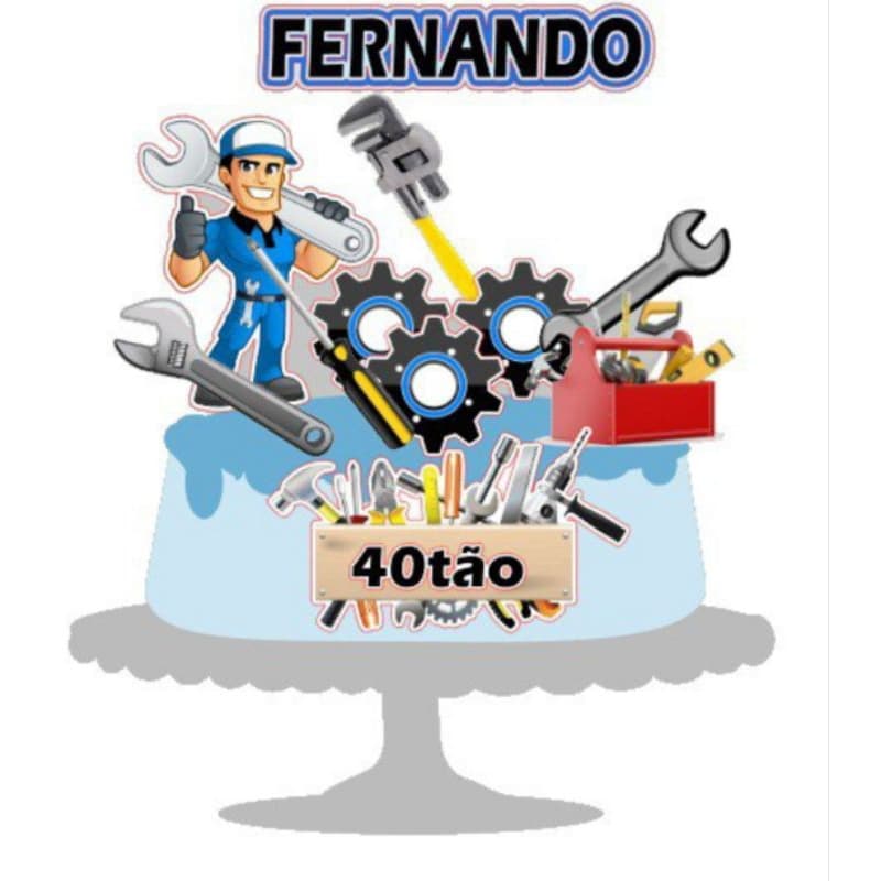 TOPO DE BOLO MECÂNICO- TOPPER PERSONALIZADO ANIVERSÁRIO / encanador