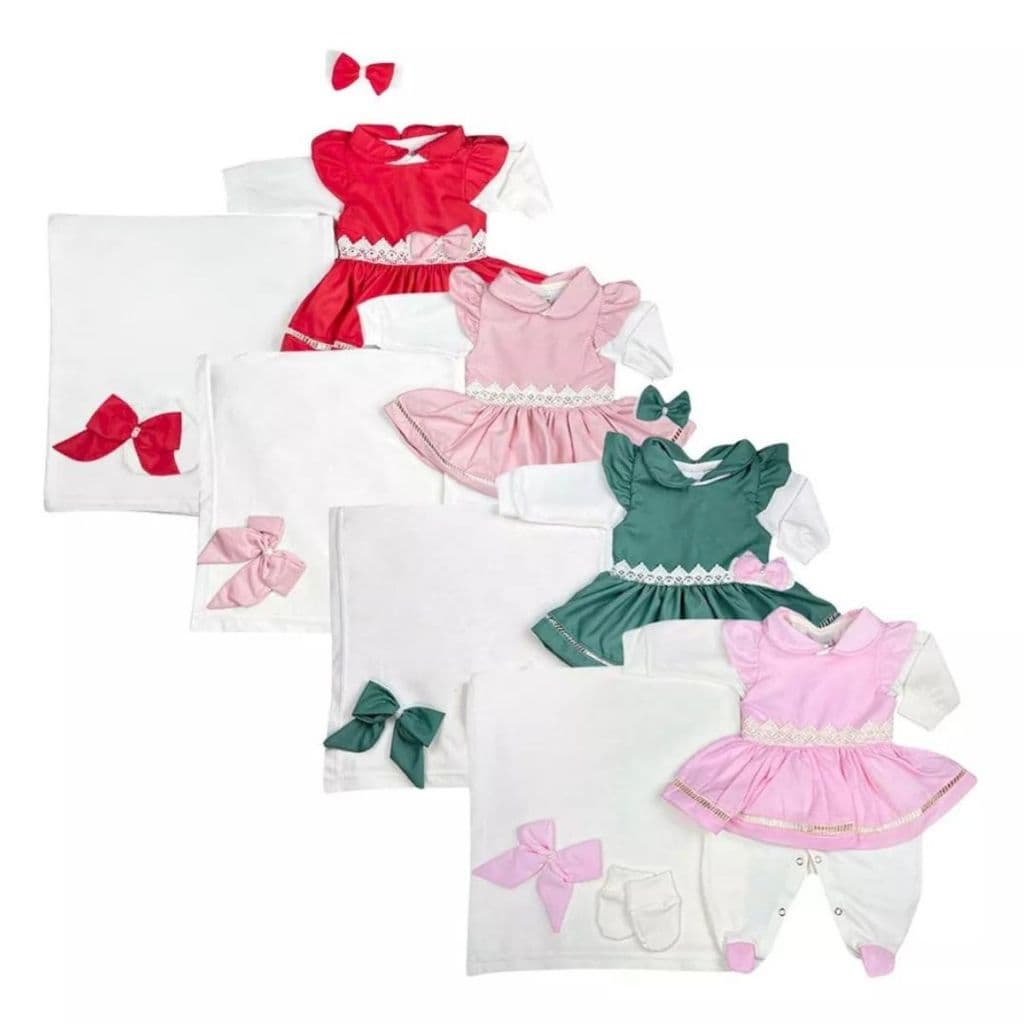 Saída Maternidade Menina Lavínia 5 Peças- Kit Maternidade Completo Feminino Diversas Cor