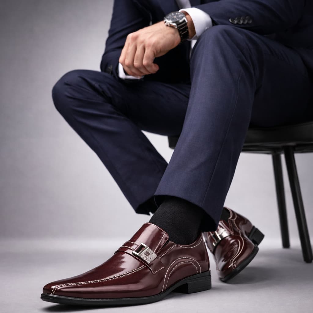 Sapato Social Masculino em Couro Elegante Confortável Verniz