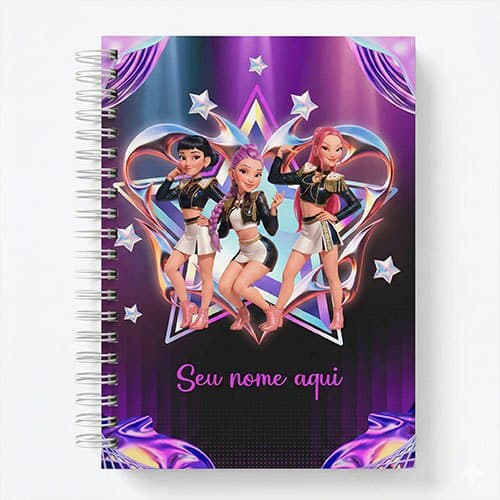 Caderno escolar do Guerreiras K-pop Huntrix - Universitário A4, A5 OU A6