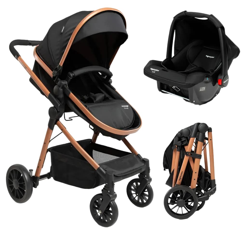 CARRINHO DE BEBE TS PRESTIGE DUO COM BEBE CONFORTO PRETO TERRACOTA - INFANTI