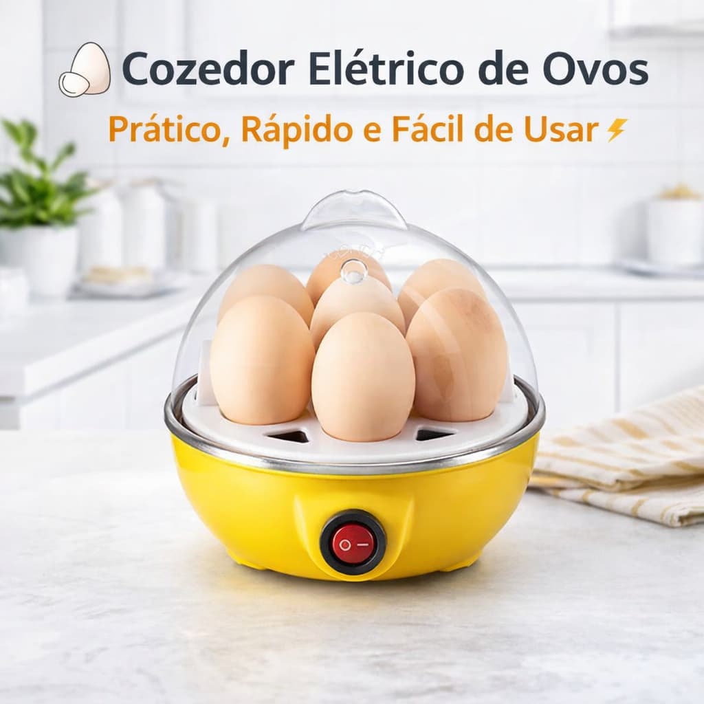 Kit Egg Cooker Elétrico – Cozedor de Ovos a Vapor , Suporte Para Armazenamento De Ovos