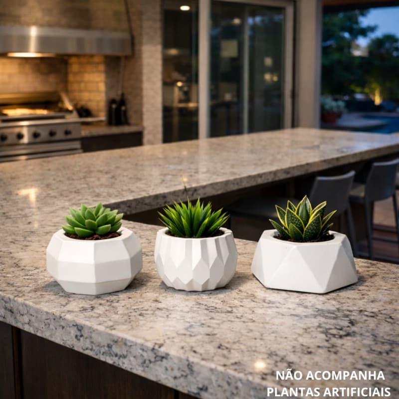 Kit 3 Vasos Decorativos Para Plantas Artificiais, Suculentas - Presente Decoração