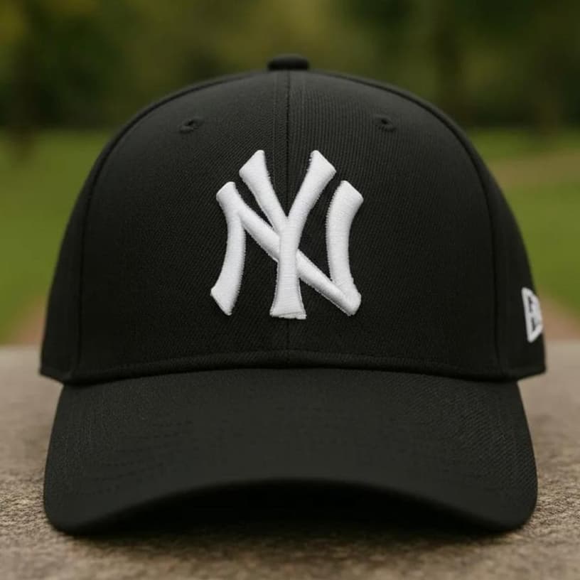 Boné de Beisebol Ajustável - Estilo Casual com Cor Preto c/ Branco