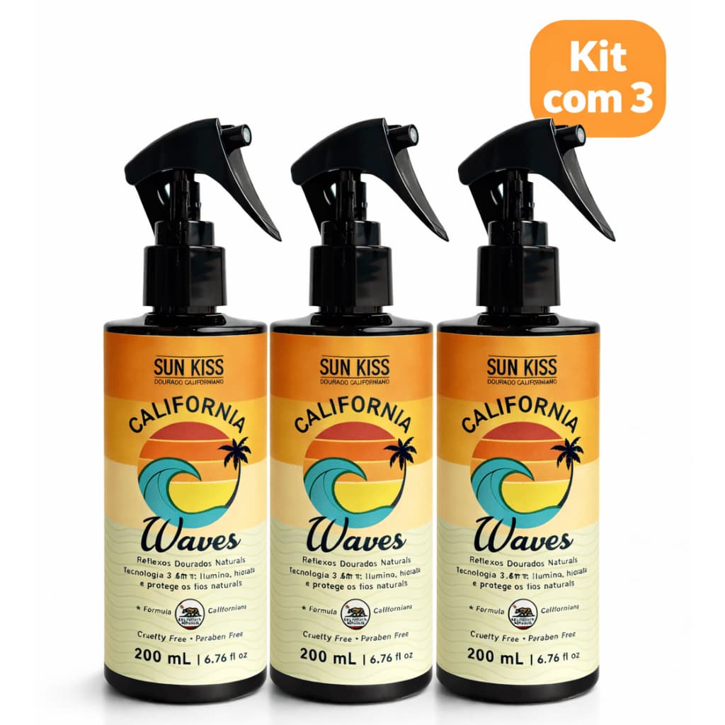 KIT 3 CLAREADOR CAPILAR HIDRATANTE MECHAS CALIFORNIA WAVES