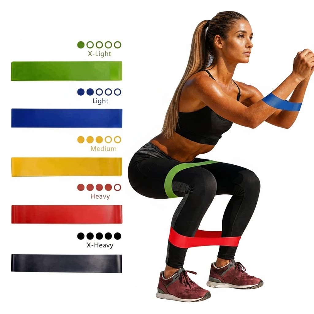Kit Mini Band 5 Faixas Elásticas de Tensão Muscular  para Treino