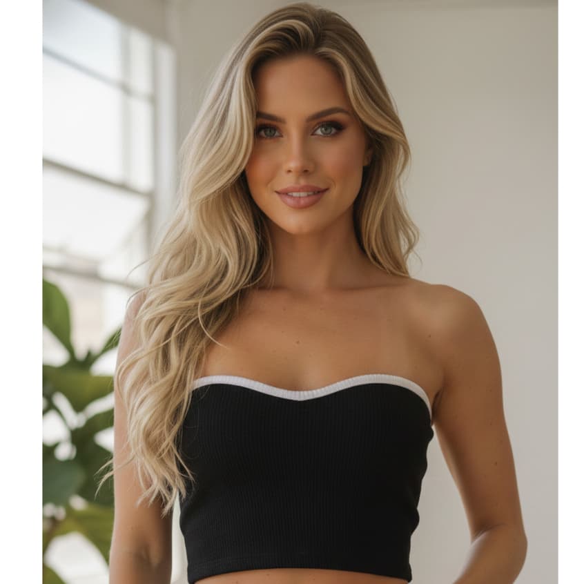 Top Tube Tomara que Caia Cropped Tecido Anarruga