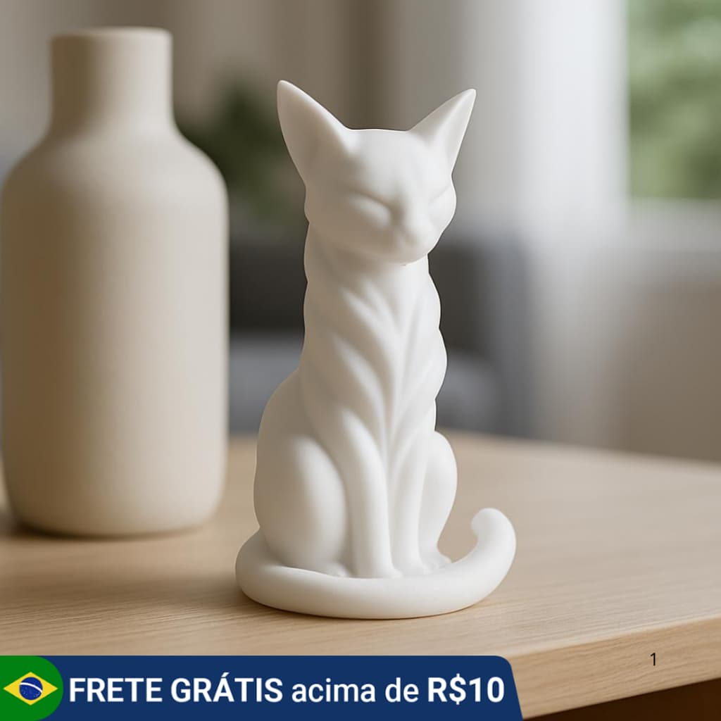 Gato Decorativo Minimalista | Estatua de Gatinho Moderna e Sofisticada