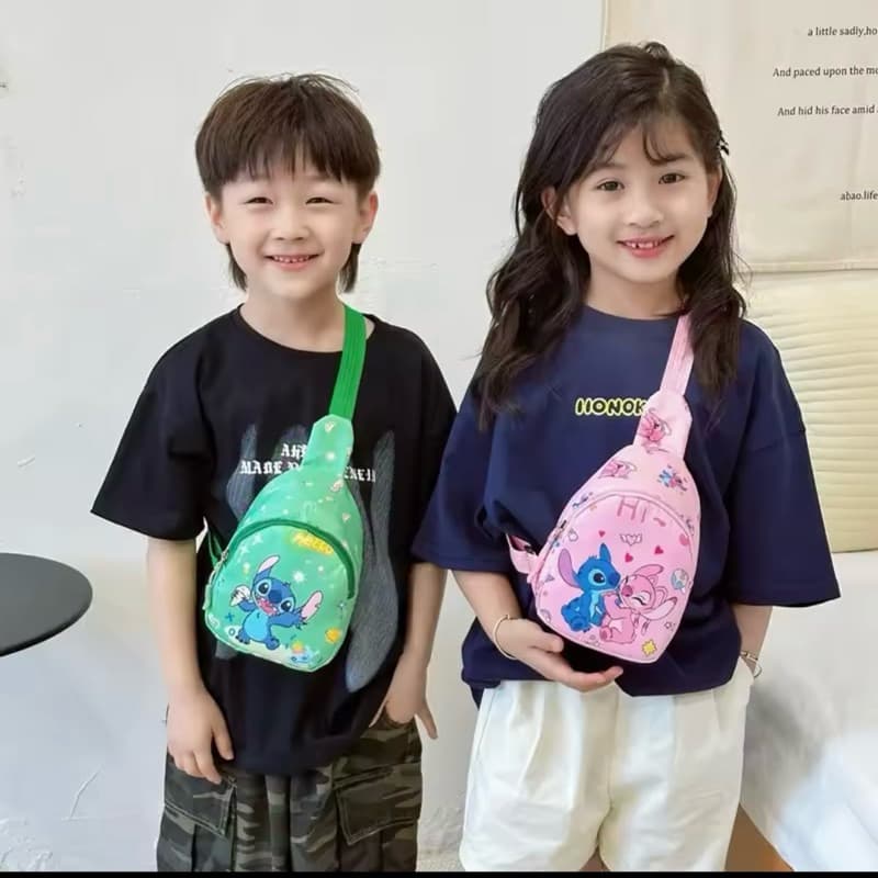 Bolsinha infantil bag mochila bag stitch angel menina e menino Disney Cartoon com alça ajustável crossbody desenhos