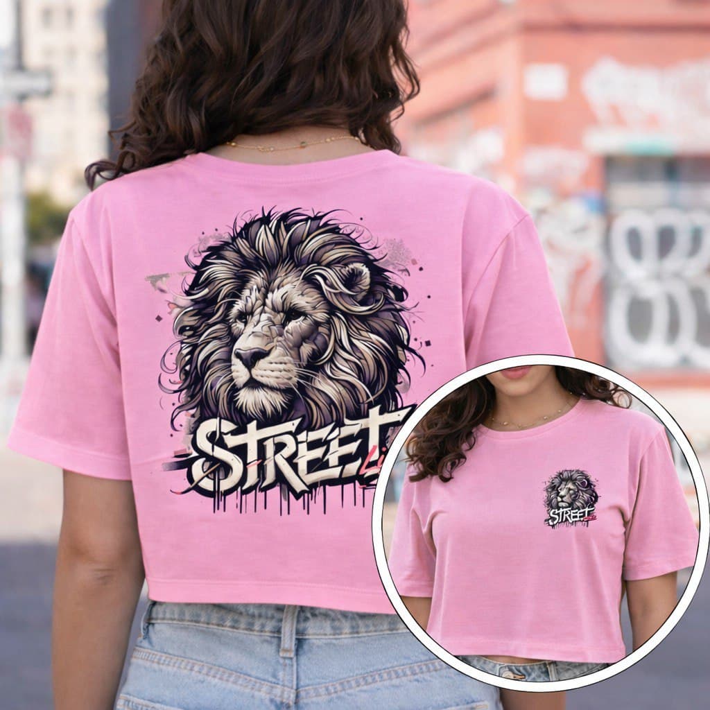 Cropped Oversized Feminino Estampa Leão Street Lion – Blusa Moderna Casual P ao GG