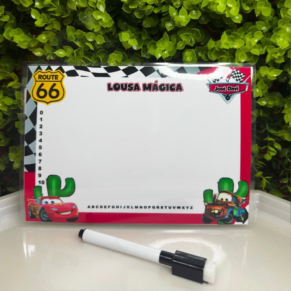 Lousa Mágica Personalizada Canetas Apagáveis Festa Infantil Lembrancinha Carros