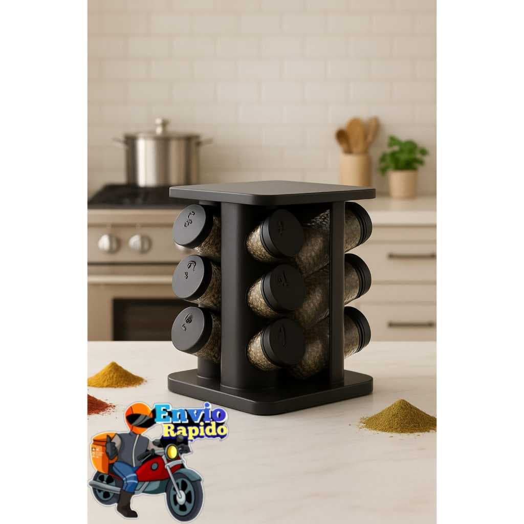 Porta Condimentos  Giratório Com 9 Potes De Vidro lindo Aleatorio