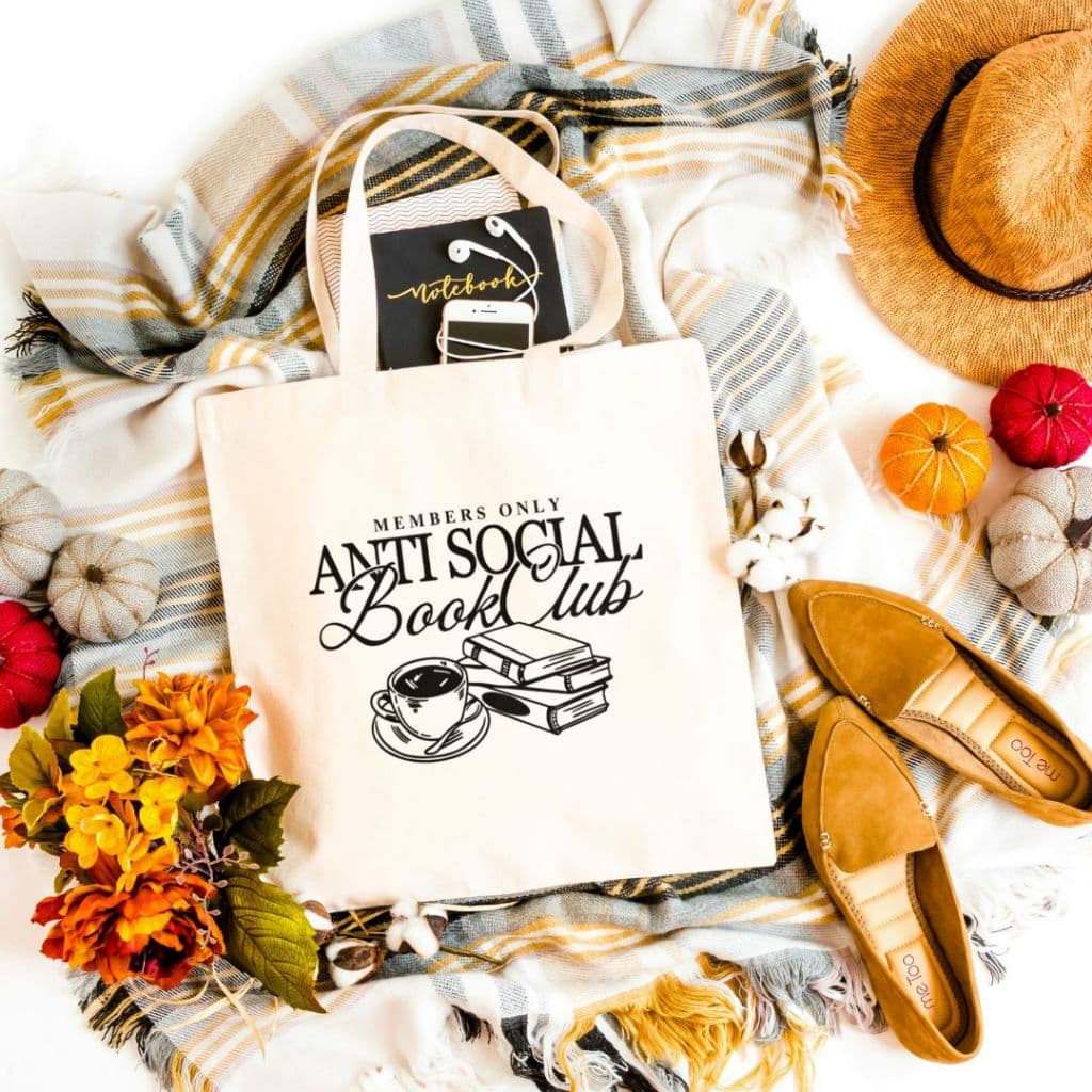 Bolsa Ecobag Antisocial Book Club - Presente para Leitores - Sacola Ecológica 100% Algodão 32x38