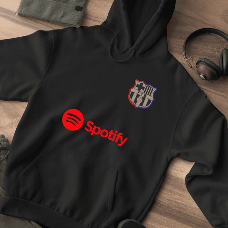 Moletom Algodao Futebol Jaqueta Capuz e Bolso Maculino e Feminino Barce Europa