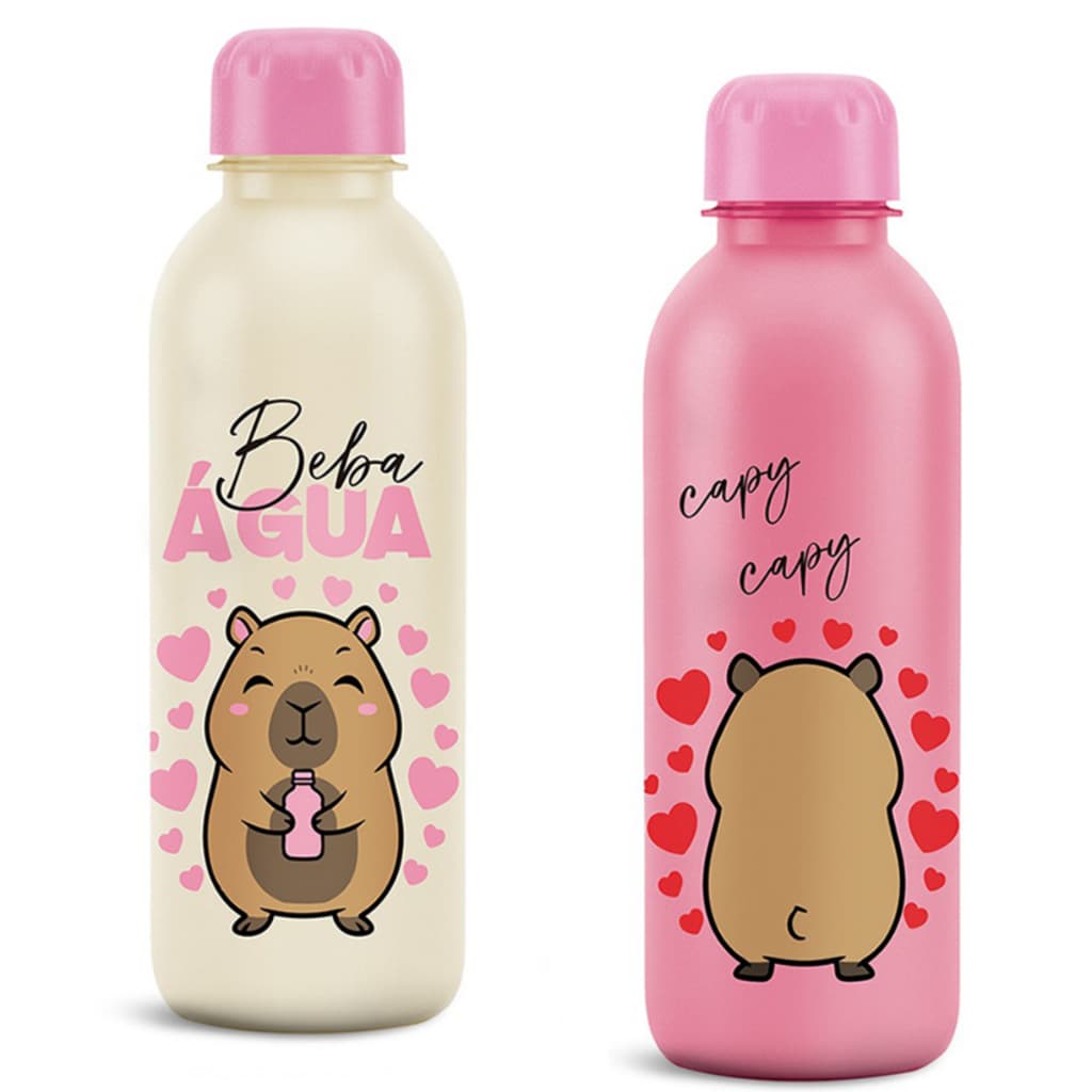 GARRAFA SQUEEZE DE PLASTICO PET REFIL CAPIVARA 600ML