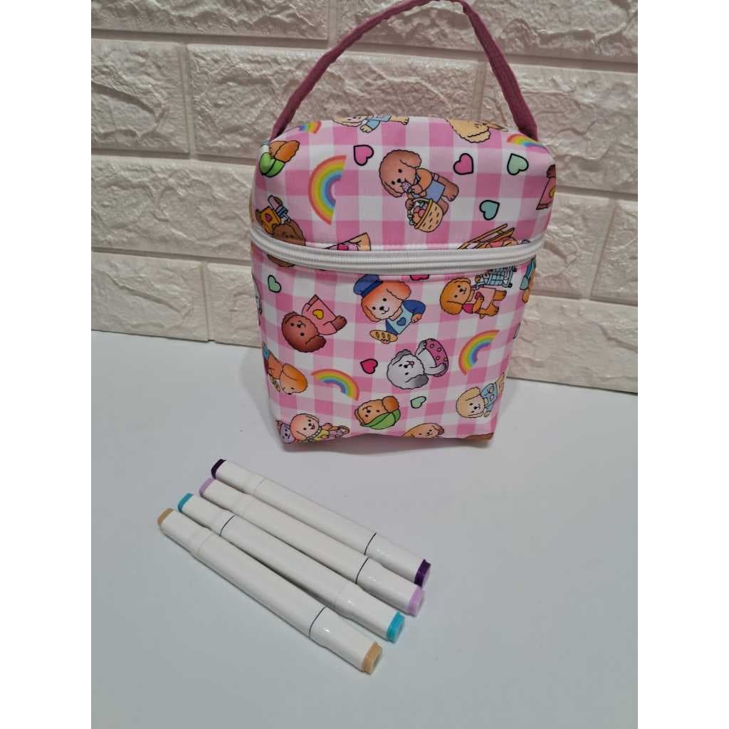 Estojo modelo maleta/ Artesanato/Escolar/Necessaire/48 canetinhas touch/Costura criativa/Maleta gabardine e tricoline