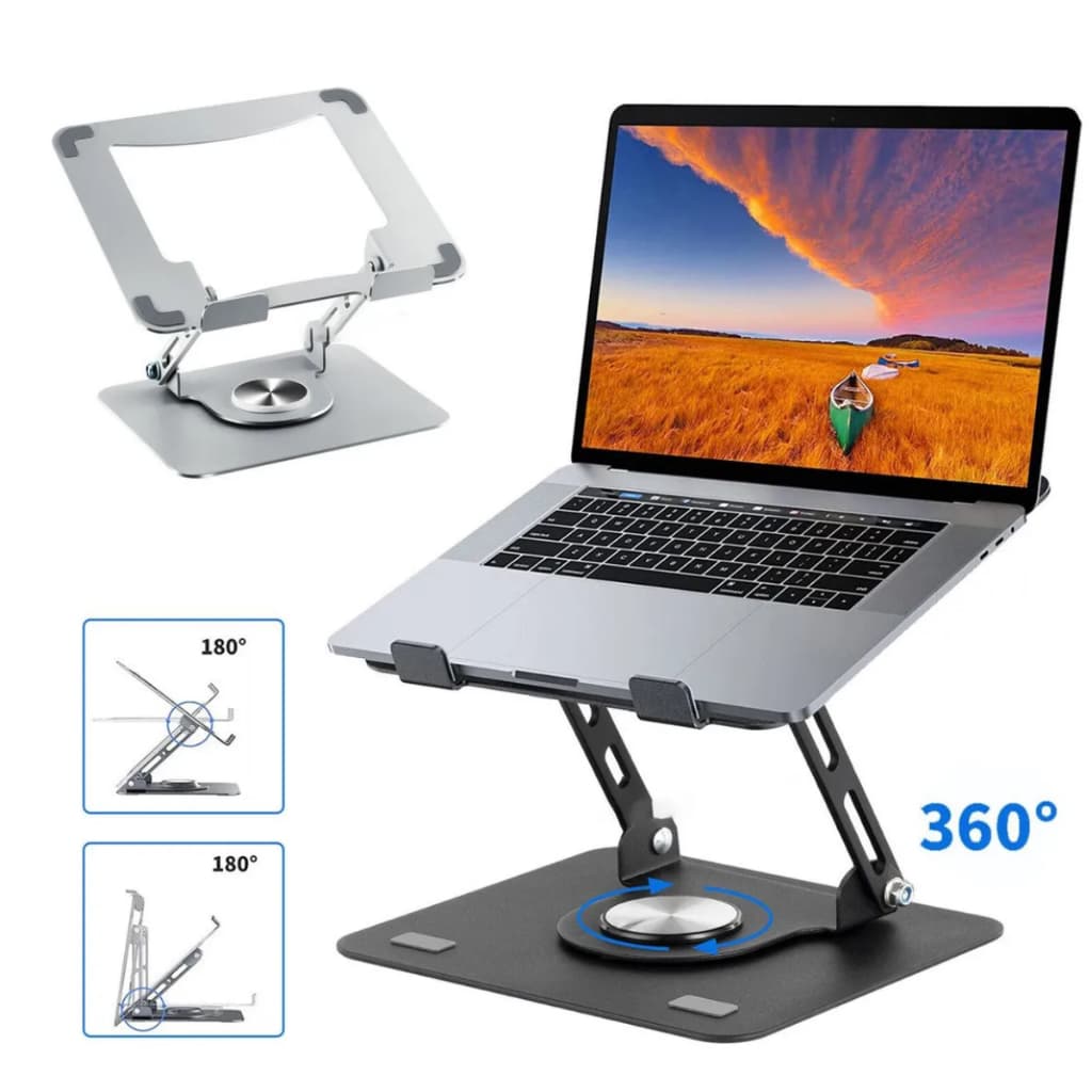 Suporte De Mesa Notebook 360° Ajustável Metal Base Giratória Até 17 Polegadas