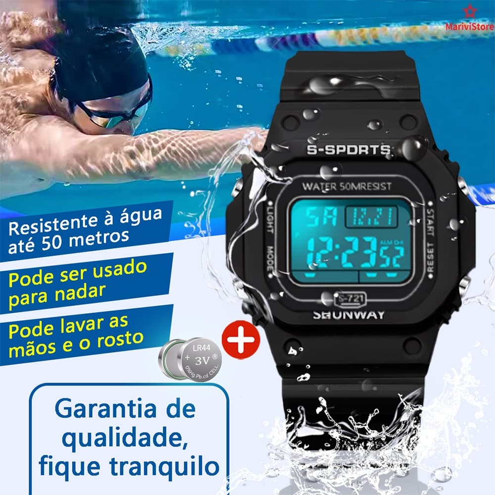 Relógio A Prova Dágua Esportivo Masculino Digital Original 50 Metros Com Função De Visão Noturna