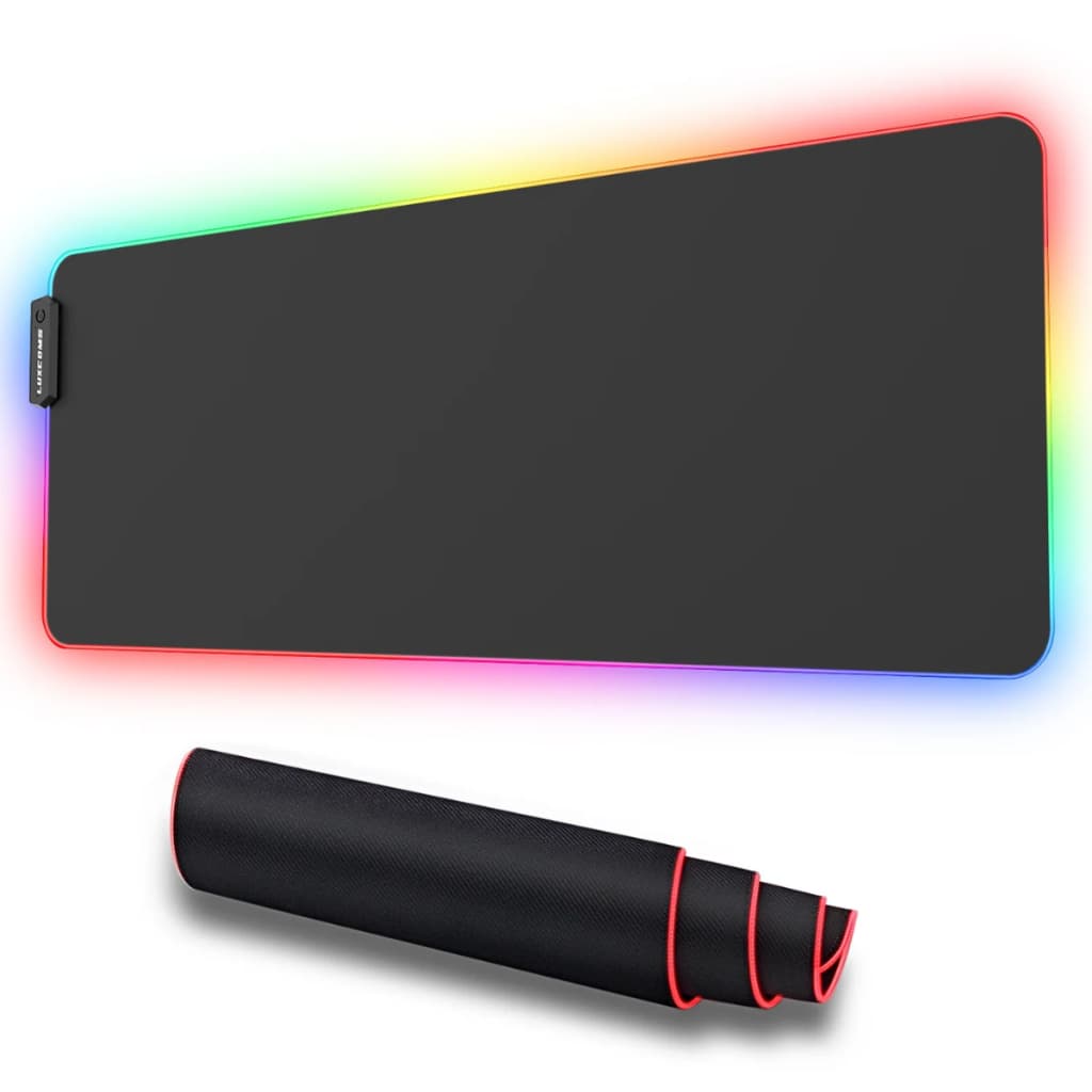 Mouse Pad RGB Gamer Led 11 Modos Impermeável PC Notebook Preto 300x800mm