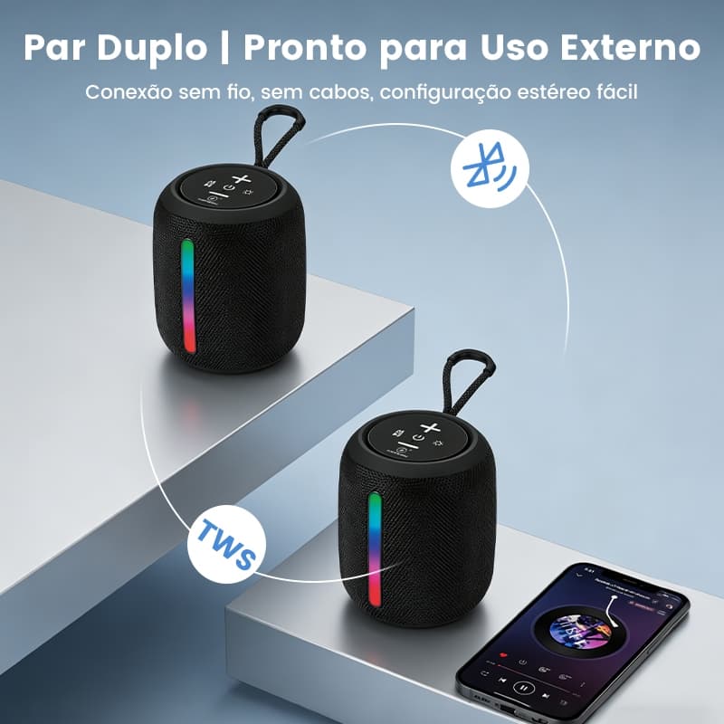 Alto-falante bluetooth portátil sem fio 20W com luz,