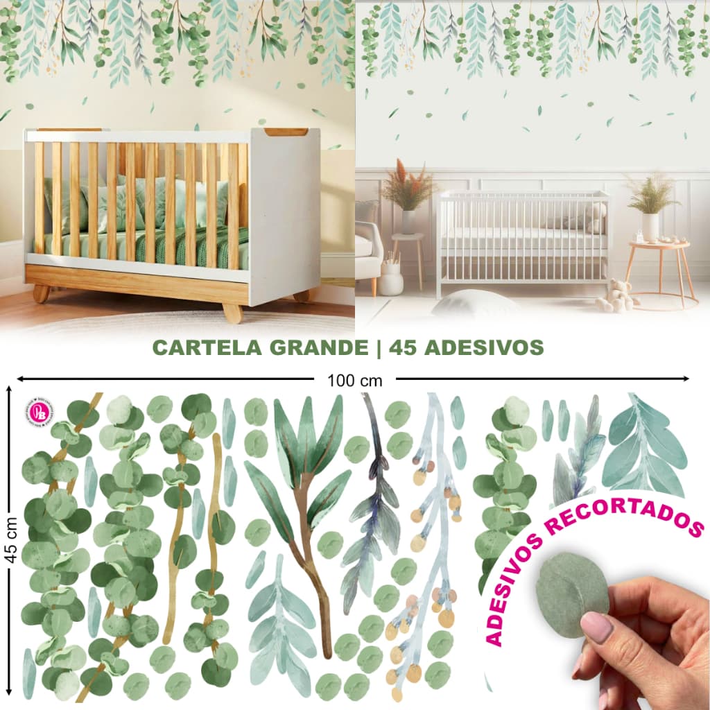 Papel de Parede Folhagem com Folhas Recortadas Cartela Grande