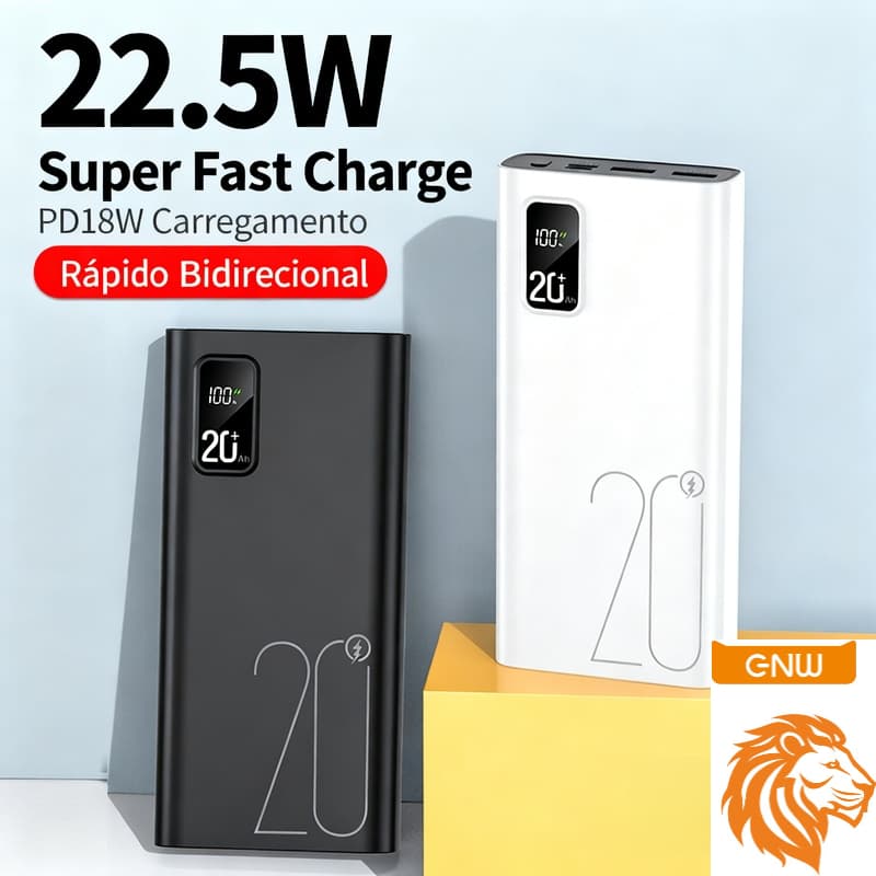 20000mah Portátil Carregador  Power Bank: Portátil Pequeno e Carga Rápida para Vários Dispositivos