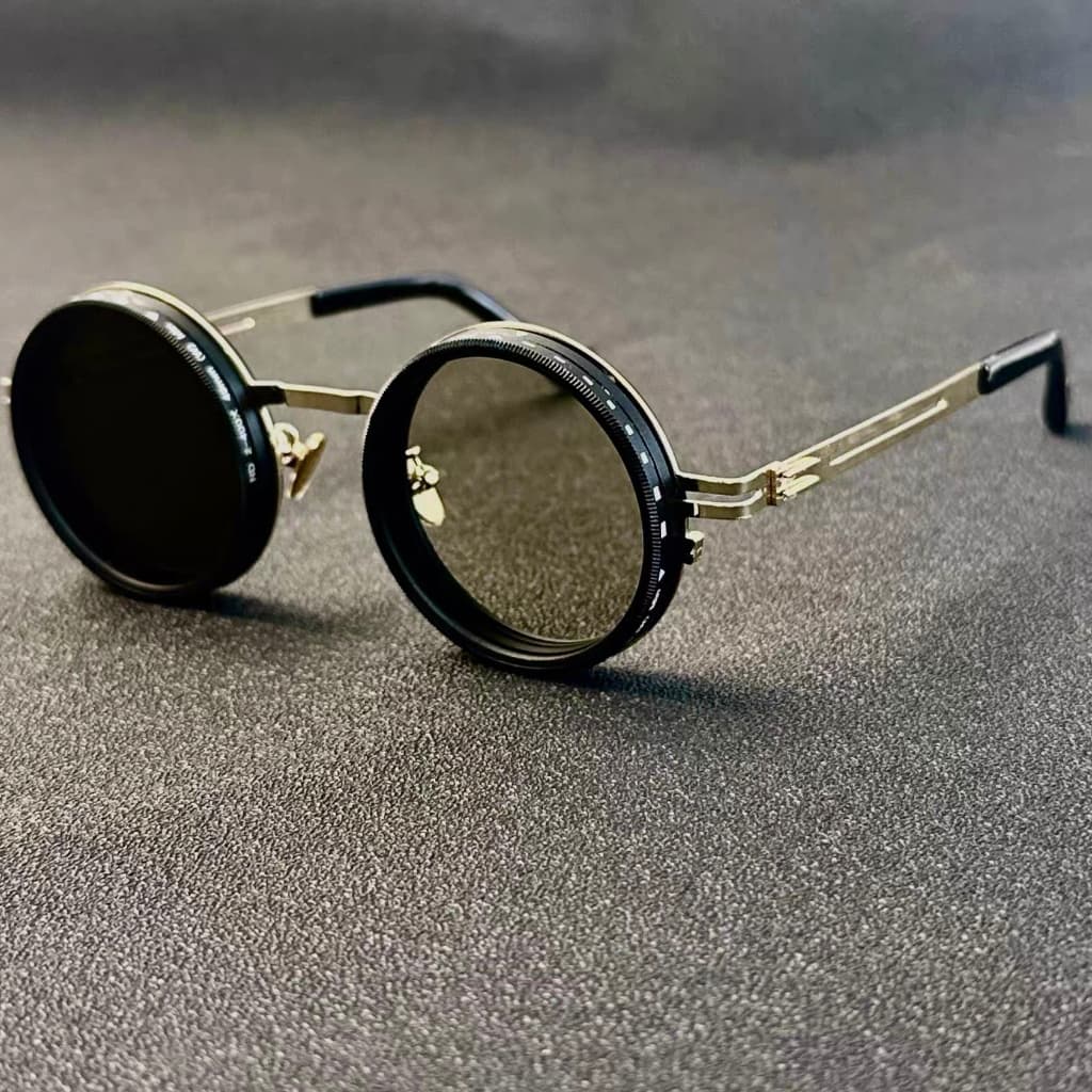 Óculos de sol retrô redondos com lentes fotocromáticas ajustáveis, proteção UV400 ND9, óculos de sol esportivos e estilo