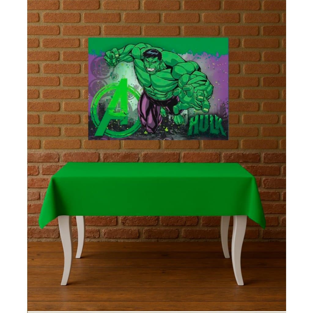 Kit decoração festa infantil Hulk Marvel | Painel TNT Gigante 1,40 m | Toalha de mesa 2 m produto oficial licenciado