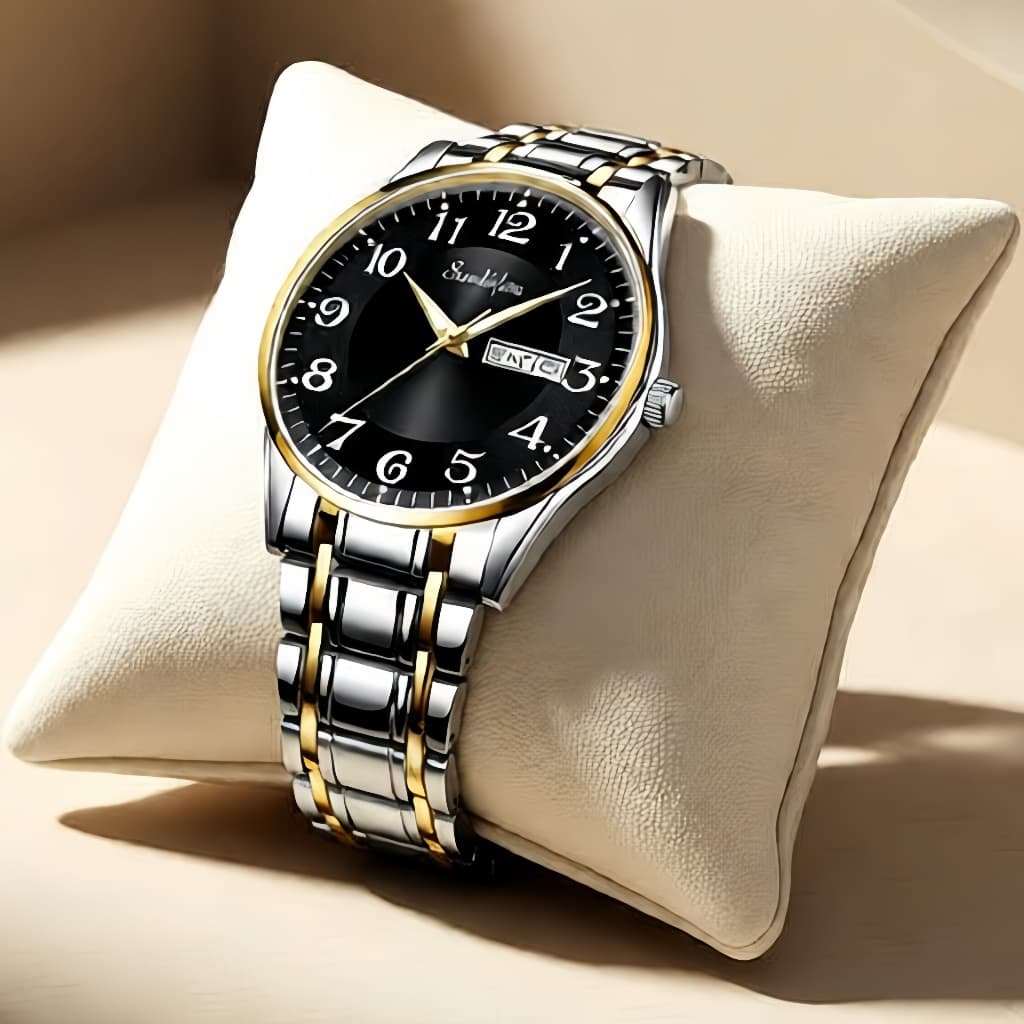 Relógio Masculino Sunlifex Luxuoso Banhado  Aço inoxidável à prova d'água  Mostrador luminoso  Modelo executivo 9008