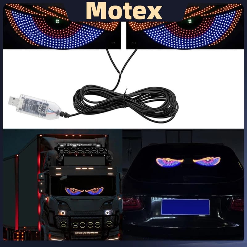 2 peças Luzes Adesivas De Carro LED Dynamic Devil Eye Exibição Dinâmica LED para Carro Criativas De Macia Para Caminhões