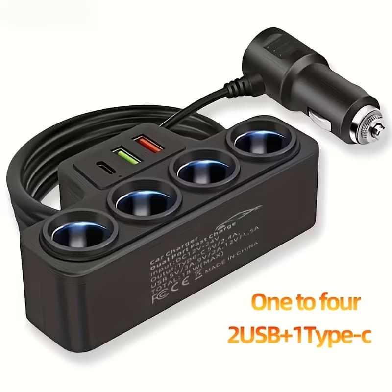 Adaptador De Isqueiro De Carro 120W 4 Em 1 12V/24V Tomada USB