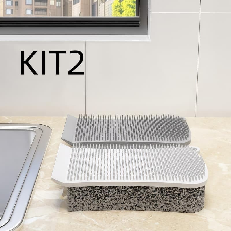 Kit 2 Escova De Esponja De Silicone 3 Em 1 , Ferramenta De Limpeza Para Lavar Louça