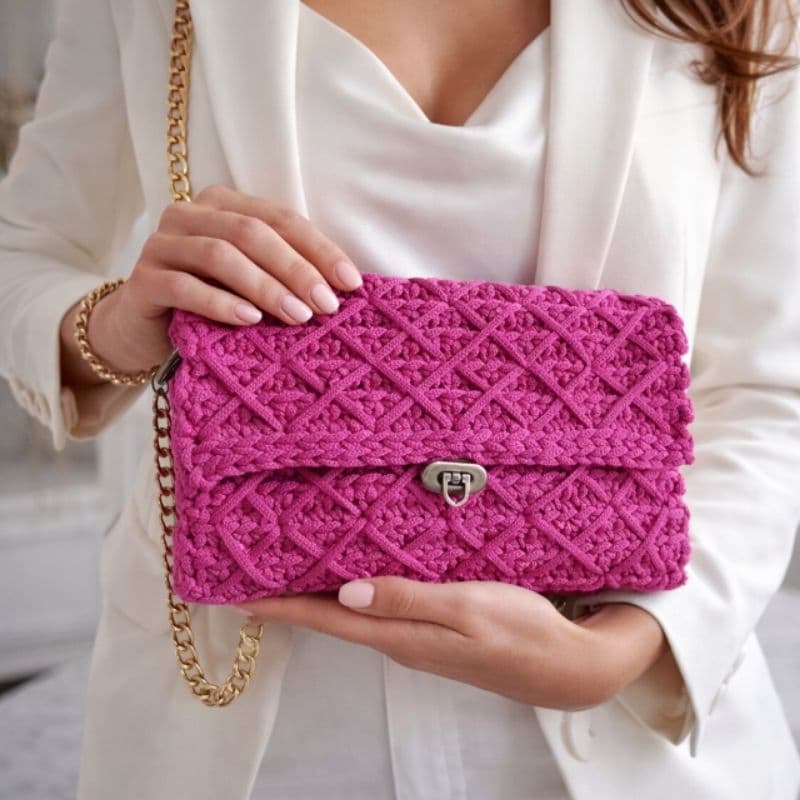 Bolsa Feminina Transversal e Lateral de Ombro/Bolsa de Crochê