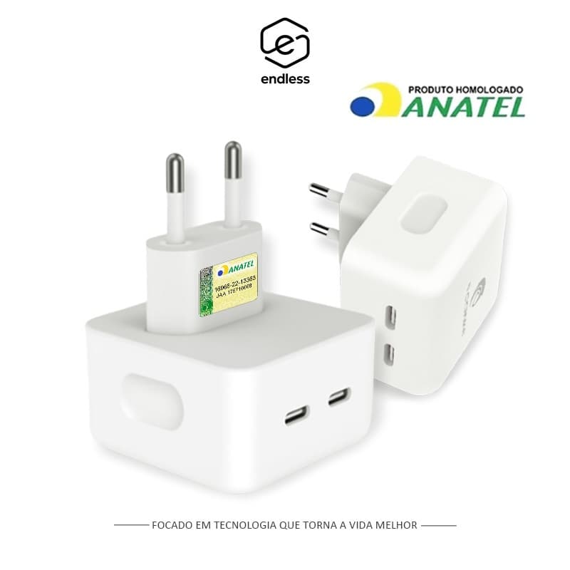 Fonte Turbo Carregadora com 2 Entradas PD USB-C 40 W, DUPLA Tipo‑C  Carregador  Rápido