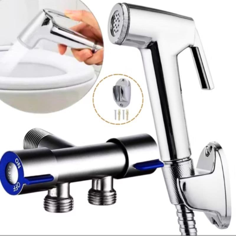 Kit Ducha Higiênica CROMADA Com Registro Dupla Saída De Água Multifuncional Prático