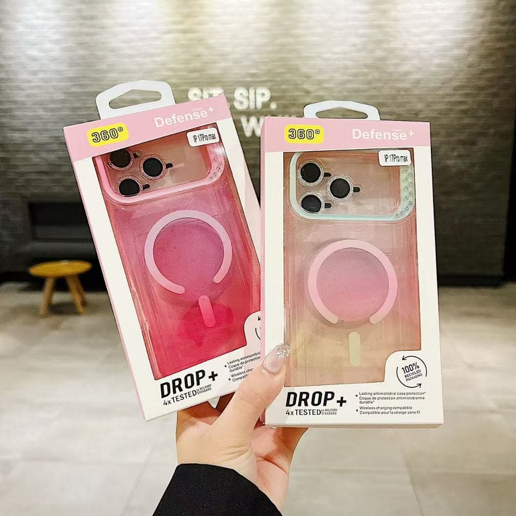 A nova capa magnética 2 em 1 rosa com degradê de 360° da L.ZAK é elegante e sofisticada. Ela também inclui um suporte ma