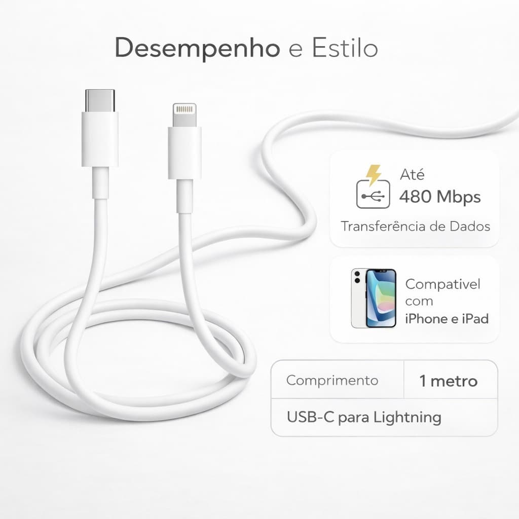 Cabo De iPhone Carregamento Rápido 1 Metro Turbo