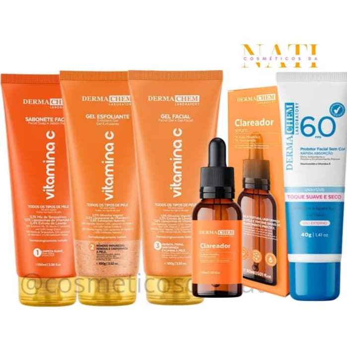 Kit Skin Care Cuidado Facial com Vitamina C Para Todos os Tipo de Pele Dermachem